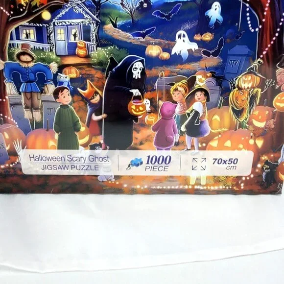 1000-Piece Halloween Jigsaw Puzzle Halloween Scary Ghosts Haunted Fun 70x50cm - Picture 3 of 5